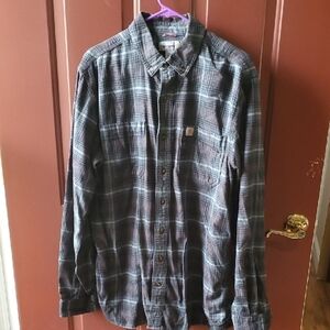 Carhartt Blue Gray Casual Button Down Shirt